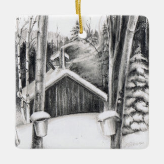 Maple Sugar Shack Ceramic Ornament