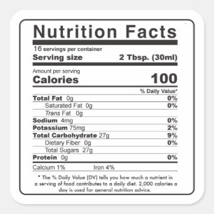 Maple Syrup 2020 Editable Nutrition Facts Label