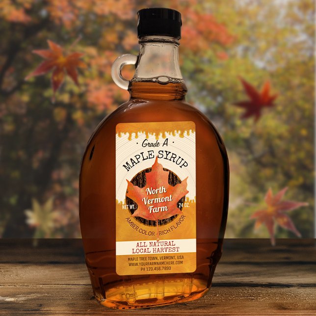 Maple Syrup Autumn Leaf Business Jar Custom (Creator Uploaded)