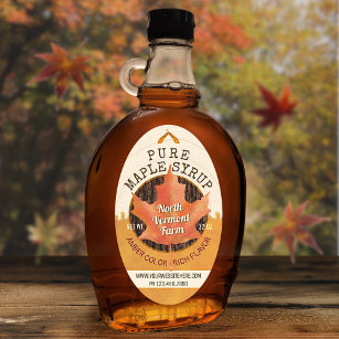 Maple Syrup Autumn Leaf Custom Business Jar Labels