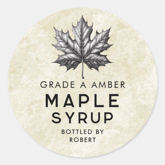Maple syrup canning label with leaf (Front)