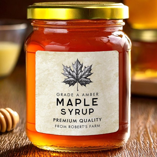 Maple syrup canning label with leaf (Creator Uploaded)