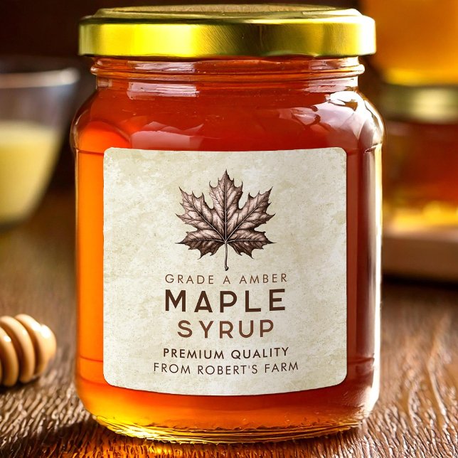 Maple syrup canning label with leaf (Creator Uploaded)