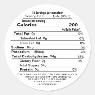 Maple Syrup Circular Nutrition Facts Label 2020