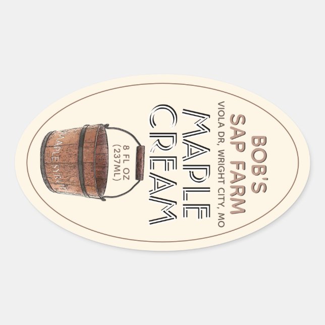 Maple Syrup Creme Candy Sugar Label with Bucket (Front)