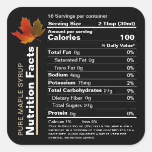 Maple Syrup Editable Nutrition Facts Label 