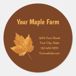 Maple Syrup Farm Amber Yellow Brown Country Rustic Classic Round Sticker