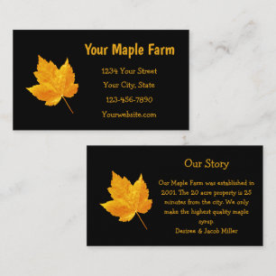 Maple Syrup Farm Gold Yellow Black Country Rustic Business Card
