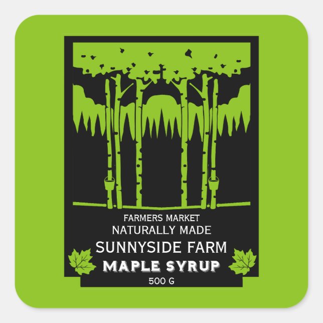 Maple Syrup Farmers Market Square Sticker (Front)