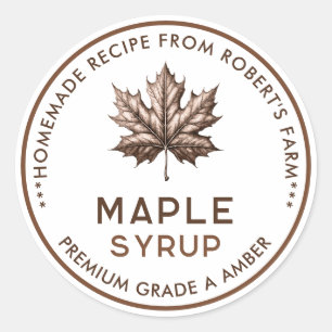 Maple syrup homemade recipe classic round sticker