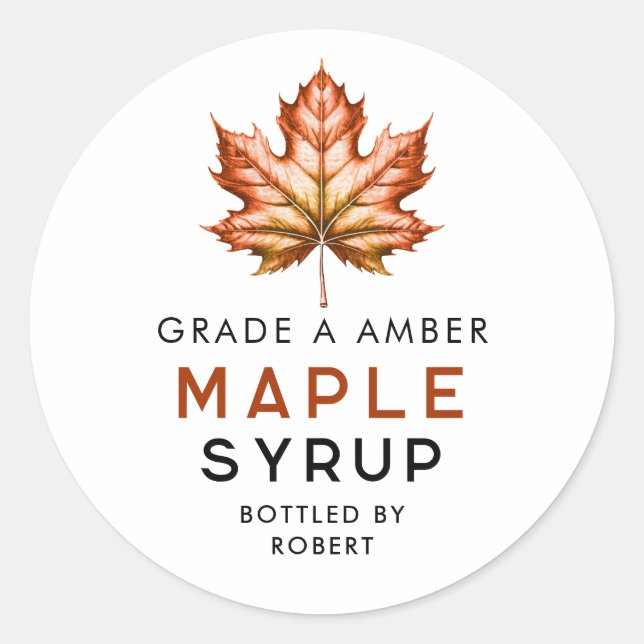 Maple syrup homemade recipe classic round sticker (Front)