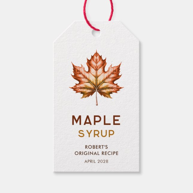 Maple syrup homemade recipe gift tags (Front)