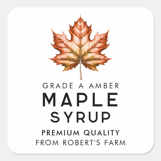Maple syrup homemade recipe square sticker (Front)