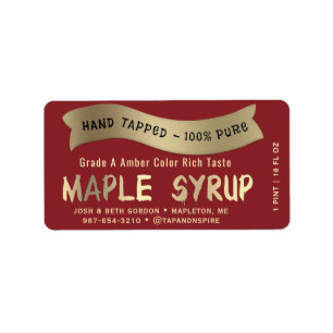 Maple Syrup Jar Tag with Metallic Gold Drip Font 