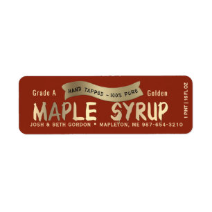 Maple Syrup Jar Tag with Metallic Gold Drip Font 