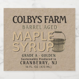 Maple Syrup Kraft Barrel Aged Bucket Label