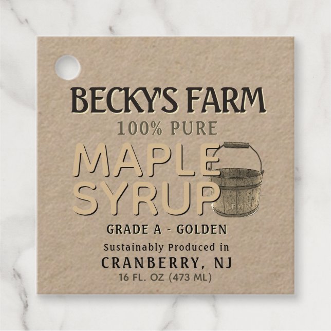 Maple Syrup Kraft Nutrition Facts Bucket Tag (Front)