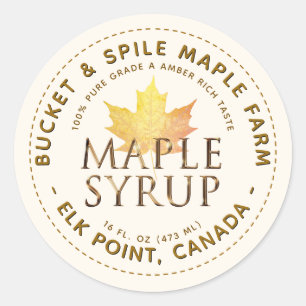 Maple Syrup Label Autumn Maple Leaf Gold Text