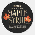Maple Syrup Label Black and Gold with Orange Leaf