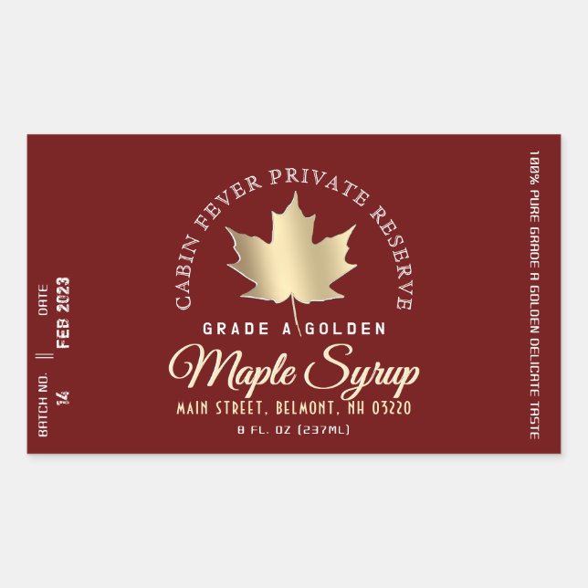Maple Syrup Label Circular Logo (Batch and Date) (Front)