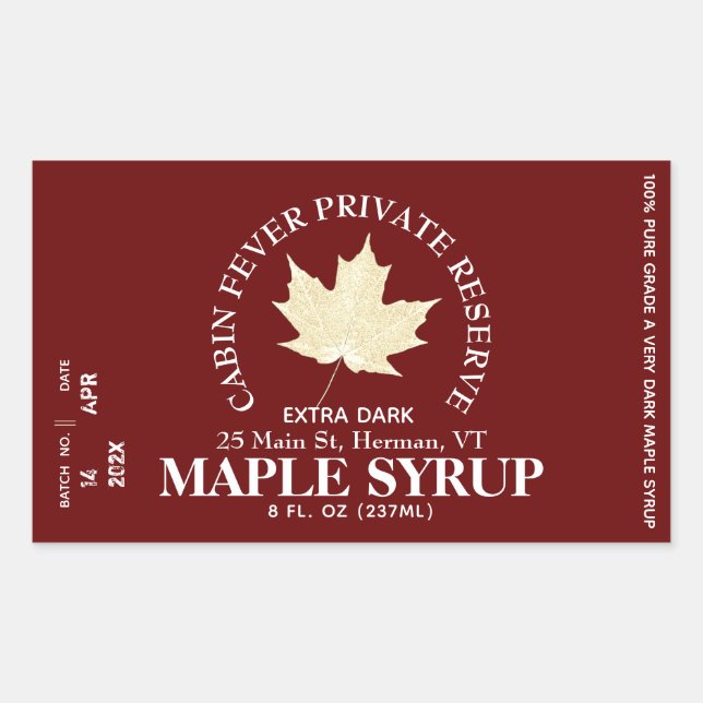 Maple Syrup Label Circular Logo (Batch and Date) (Front)