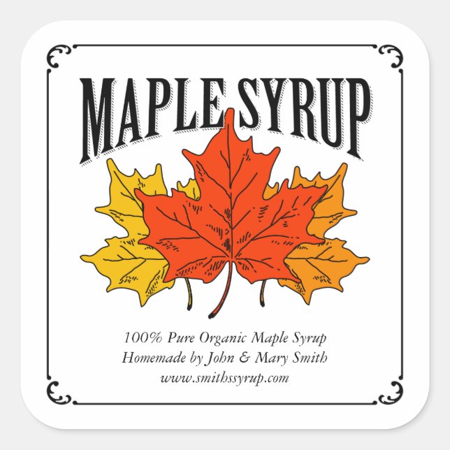 Maple syrup label. square sticker (Front)