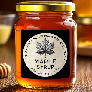Maple syrup label with leaf