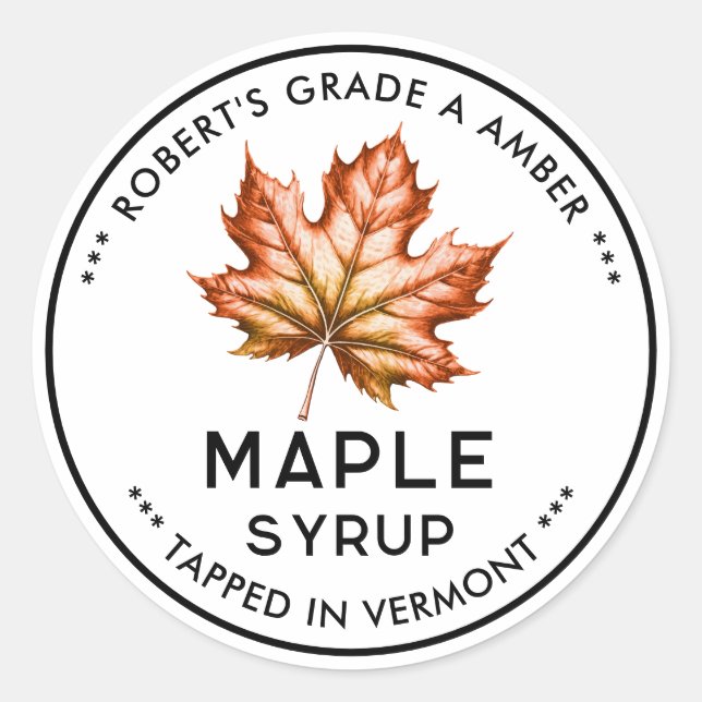 Maple syrup label with leaf (Front)