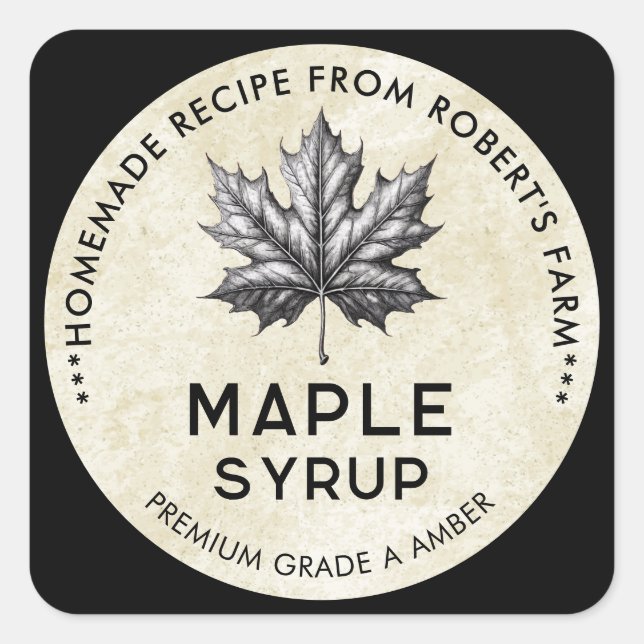 Maple syrup label with leaf (Front)