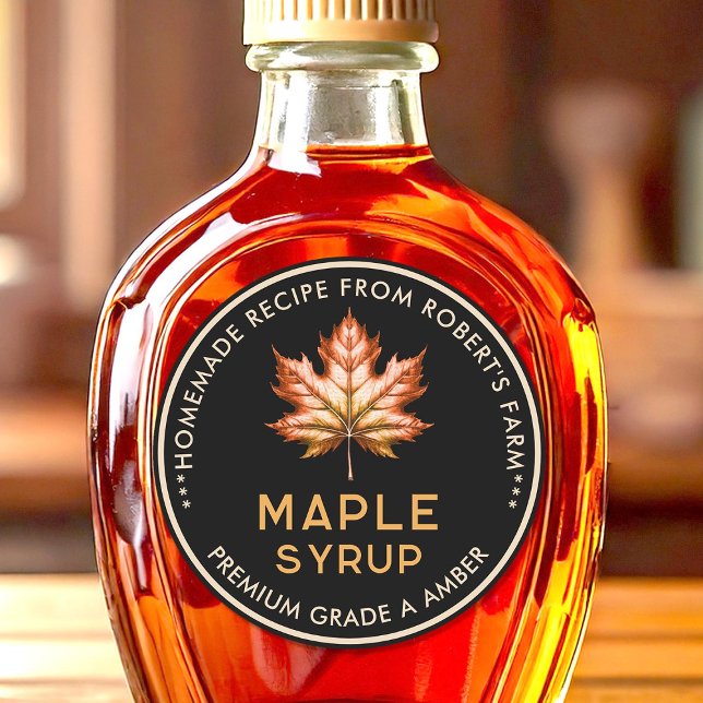 Maple syrup label with red maple leaf (Creator Uploaded)