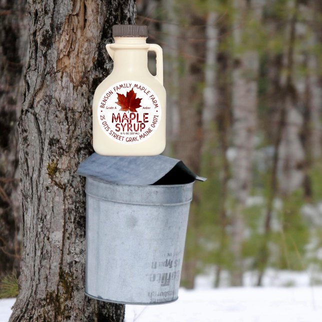 Maple Syrup Label with Red Sugar Maple Leaf (Creator Uploaded)