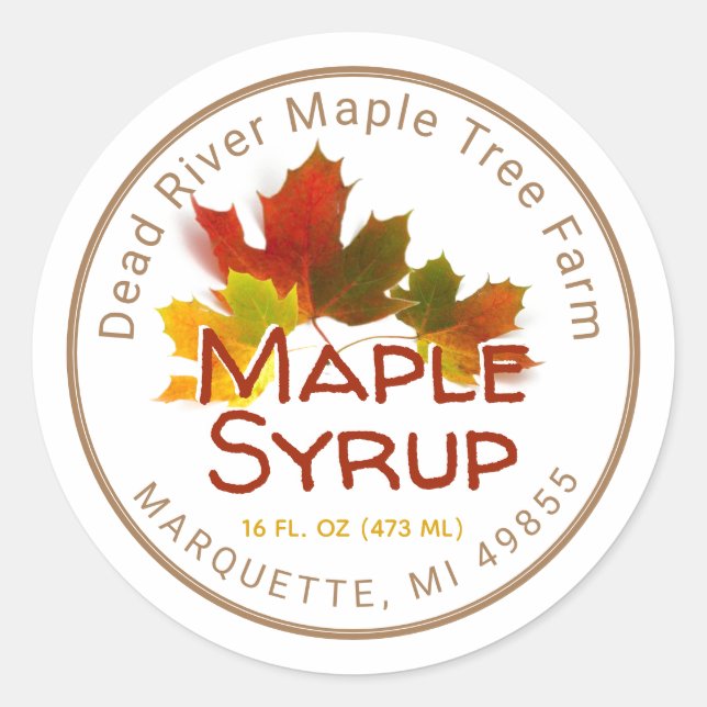 Maple Syrup Maple Leaf Trio Editable Label (Front)