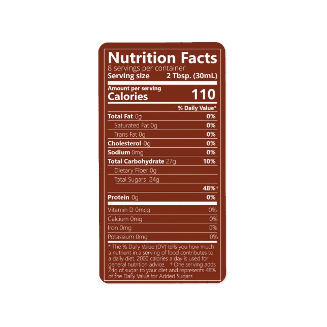 Maple Syrup Nutrition Facts Chestnut Brown Labels (Front)