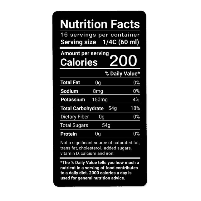Maple Syrup Nutrition Facts Latest FDA Regulations (Front)