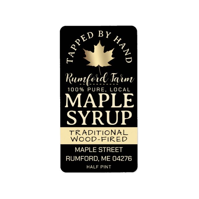 Maple Syrup on Address or Shipping Label Gold Leaf (Front)