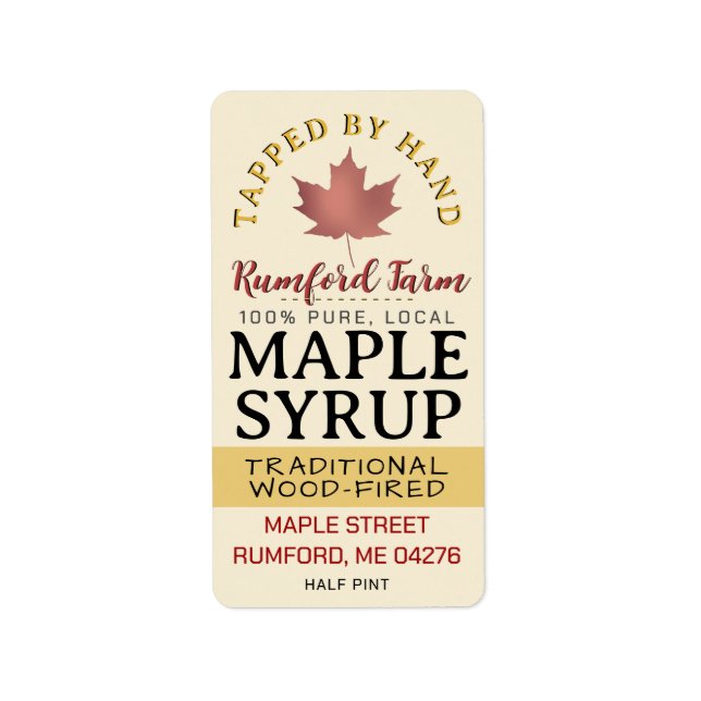 Maple Syrup on Address or Shipping Label Red Leaf (Front)