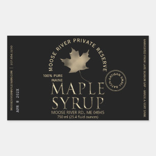 MAPLE SYRUP Private Reserve Gold Leaf Harvest Date Rectangular Sticker