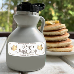 Maple Syrup Return Address Label Size Gold Leaf