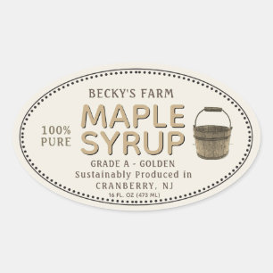 Maple Syrup Sap Bucket Border Oval Sticker