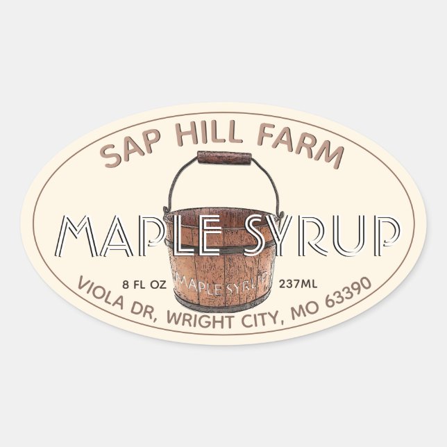 Maple Syrup Sap Bucket Editable Label (Front)
