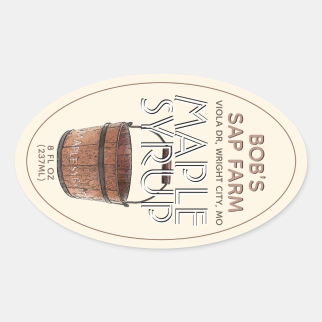 Maple Syrup Sap Bucket Editable Label (Front)