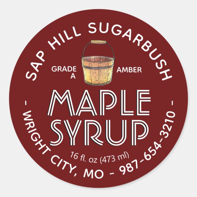 Maple Syrup Sap Bucket Editable Label (Front)