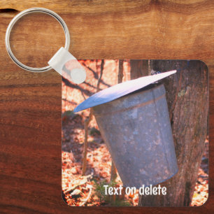 Maple Syrup Sap Bucket Nature Personalised Key Ring