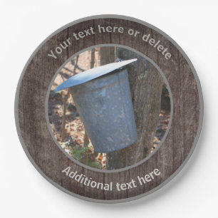 Maple Syrup Sap Bucket Nature Personalized Party  Paper Plate