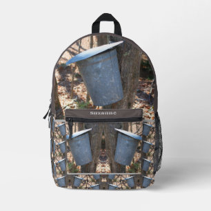 Maple Syrup Sap Bucket On Tree Nature Printed Backpack