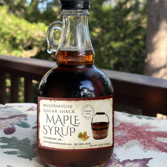 Maple Syrup Sap Bucket Parchment 3" x 2" Label   (Creator Uploaded)
