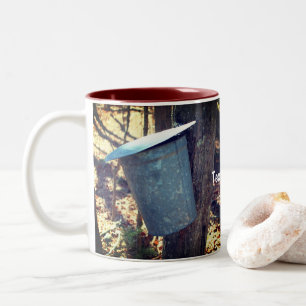 Maple Syrup Sap Bucket Personalized Two-Tone Coffee Mug