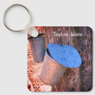 Maple Syrup Sap Buckets Nature Personalized Key Ring
