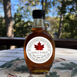 Maple Syrup with Red Leaf Pure Local Label