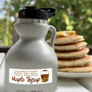 Maple Syrup with Sap Bucket Plastic Jug Label